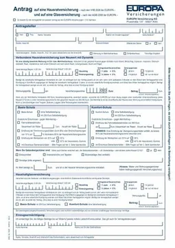 Antragsformular für Hausrat- und Glasversicherung