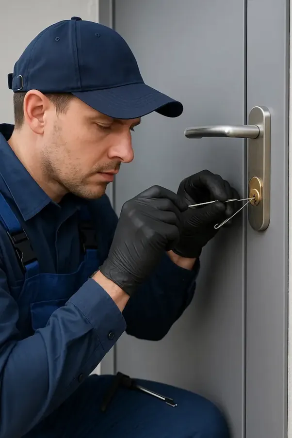 Schlüsseldienst öffnet eine Tür fachgerecht ohne Beschädigung